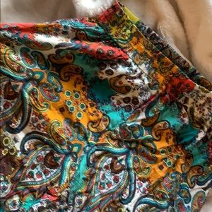 Wide leg paisley print pants